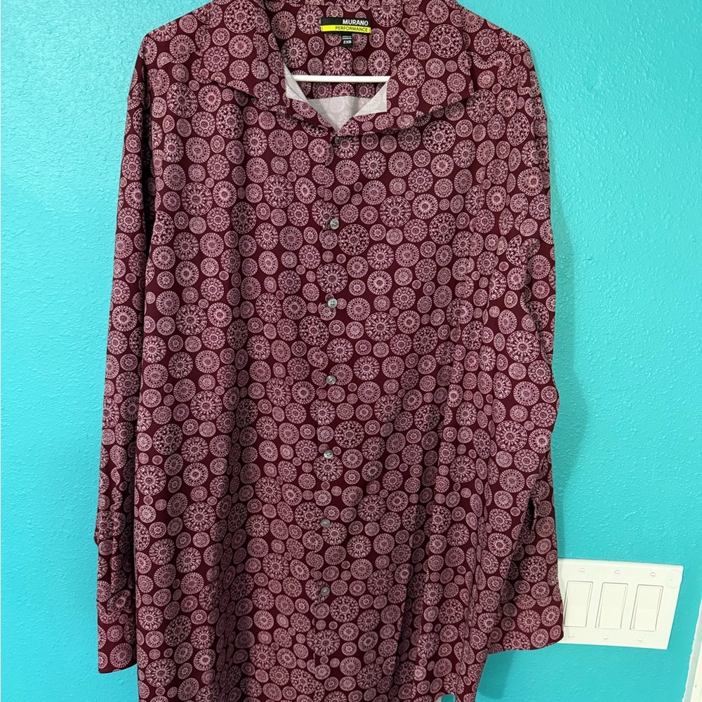 Murano Burgundy Medallion Print Button-Down Shirt